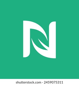 vector logo letter N leaf. white background