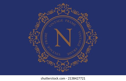 Vector logo with the letter N on a dark background. Great for logo, monogram, invitation, flyer, menu, brochure, background or any desired idea.