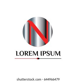 Vector logo of letter N on silver background
