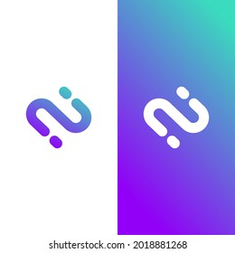 vector of logo letter N technology gradient colorfull modern style