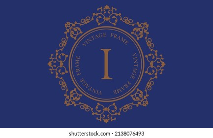 Logo del vector con la letra I sobre un fondo oscuro. Ideal para logotipo, monograma, invitación, volante, menú, folleto, fondo o cualquier idea deseada.