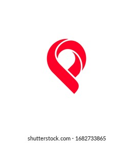 vector logo letter p in red
