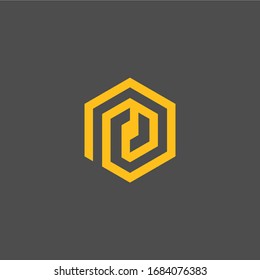 letra "P" del logotipo vectorial con forma hexagonal única y moderna