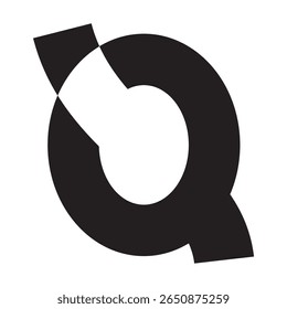 VECTOR LOGO LETTER Q BLACK HALF HALF ROUND