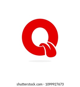 Vector Logo of Letter Q. Q letter Logo Design With Tongue