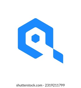 Vector logo of the letter Q in the shape of a cube.