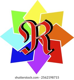 Vector logo with the letter R for both production and company symbols