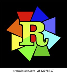 Vector logo with the letter R for both production and company symbols