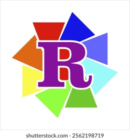 Vector logo with the letter R for both production and company symbols