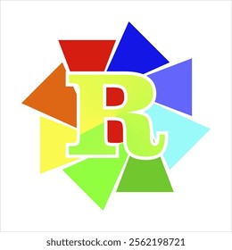 Vector logo with the letter R for both production and company symbols