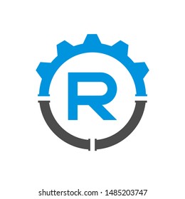 vector logo letter R construction