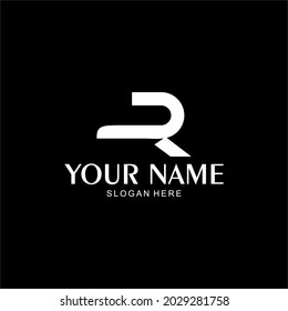 Vector logo of letter R monogram.
 simple white letter R