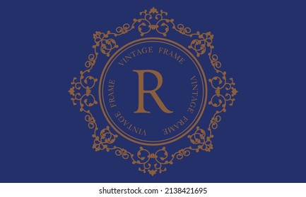 Vector logo with the letter R on a dark background. Great for logo, monogram, invitation, flyer, menu, brochure, background or any desired idea.