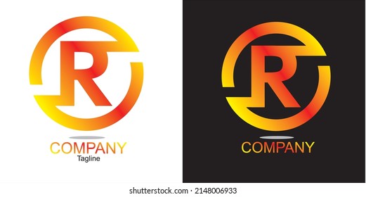 vector logo letter R yellow orange color