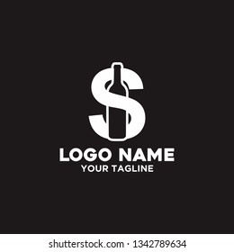 vector logo letter S bottle