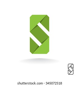 Vector logo letter S flat wide ribbon style.