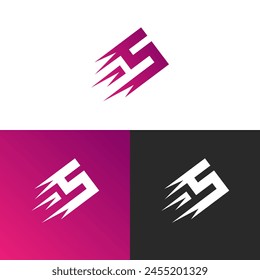 Vektorgrafik-Logo des Buchstabens S nach oben mit violetten Abstufungen. Geeignet für verschiedene Marken.