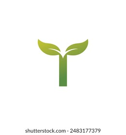 Vector logo of the letter T combined with leaves.
