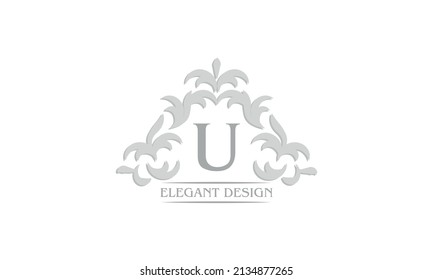 Vektorlogo mit dem Buchstaben U. Kann für Schmuck-, Beauty- und Modebranche verwendet werden. Ideal für Logo, Monogramm, Einladung, Flyer, Menü, Broschüre, Hintergrund oder jede erwünschte Idee.