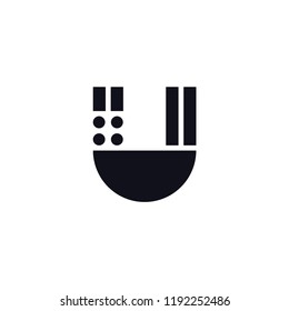 Vector Logo Letter U. U Letter Design Vector Stripes Squares and Circles.