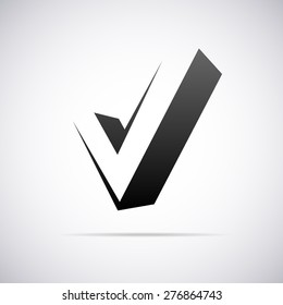 Vector Logo For Letter V In Confirm Sign Shape