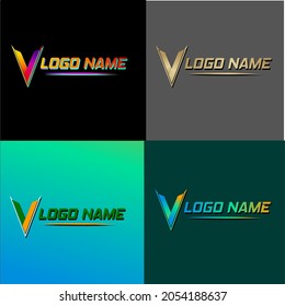 Letra V del logotipo del vector con una variedad de opciones de color