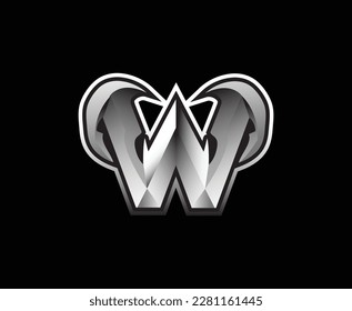 Vector Logo letter W initial design for gaming or streamer