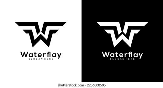 letra de logotipo vectorial wf monograma