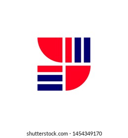 Vector Logo Letter Y. Y Letter Design Vector Stripes Squares and Circles.