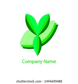 Vector Logo of the letter y shape of a leaf with a leaf background