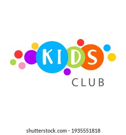 Vector Logo Lettering Word Kids Background Bright Circles Bubble On White Background.Fun Design Template Children Clothing Shop,toys Store,kids Zone Club,kindergarten,school,channel,center Development