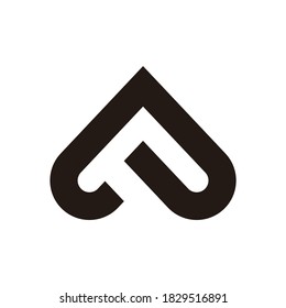 Vector logo letters "A" and "F" with inverted heart shape.