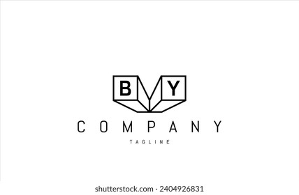 Logo vector con letras b y y ilustración abstracta
