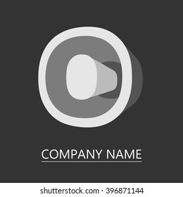 Vector logo letters . Geometric three-dimensional letter in shades of gray. Isolated on a black background. Contains a space for your text. EPS10.