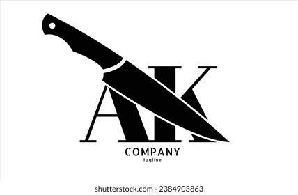 Logo vector con letras A y K ilustraciones abstractas.