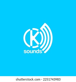 Vector Logo Letters K and M forming a Speaker with the words Sounds are perfect for businesses in the entertainment and music sector, especially for a Podcast Logo.