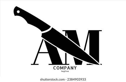 Vector logo with letters A and M abstract illustration.