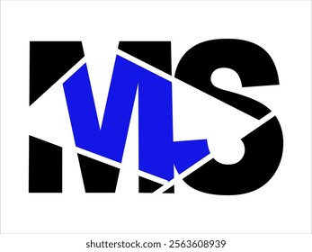 Vector logo with the letters MS for production or activity label names