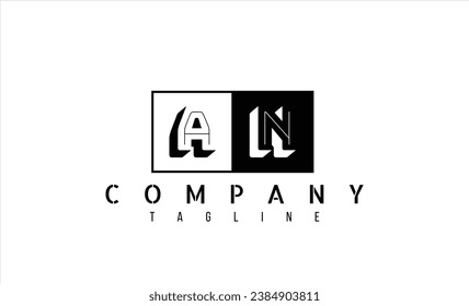 Vector logo with letters A and N abstract illustration.