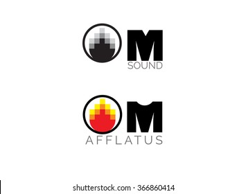 Vector logo for letters OM design template. Om mantra lettering  on white  background. Yoga and meditation studio emblem.