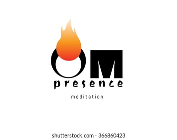 Vector logo for letters OM design template. Om mantra lettering  on white  background. Yoga and meditation studio emblem.