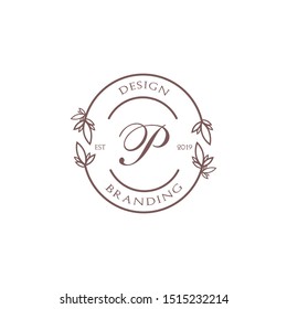 Vector logo letters P design template. modern logo, spa, decoration, brand, wedding and element vector illustrasion