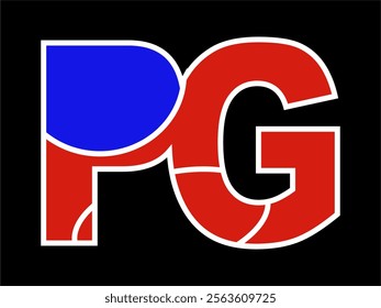 Vector logo with the letters PG for production or activity label names