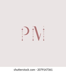 Vector logo in letters PM. Elegant emblem for jewelry, astrology, shop, cafe, restaurant. Magic vector illustration.