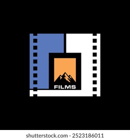 Vector logo with letters R and J with a combination of mountain illustrations, a logo related to the film or documentary industry