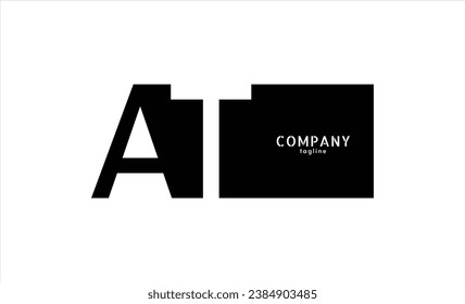 Vector logo with letters A and T abstract illustration.