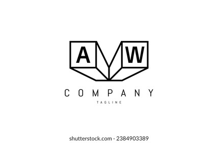Logo vector con letras A y W ilustraciones abstractas.