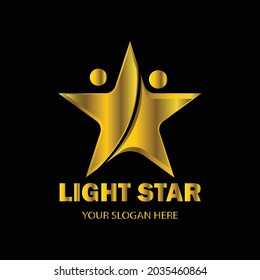 vector logo light star with gold color is good for sticking creative brand logo sticker