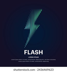 Vector logo Lightning color silhouette on a dark background. Thunder Bolt shape icon with creative simple line art structure. Flash logo vector template suitable for organization, company. EPS 10