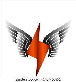 vector logo lightning template in a beautiful eagle-winged shield for the community